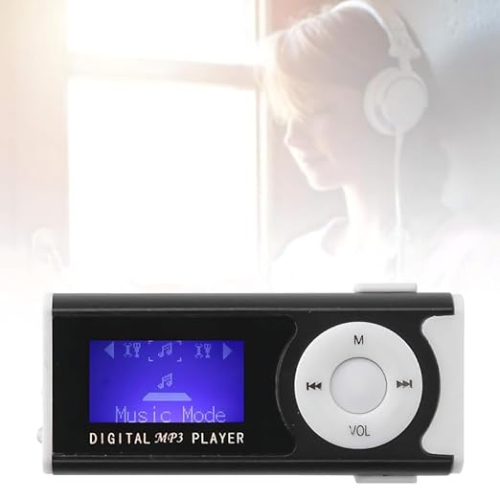 Sports Walkman with Flashlight, Clip-on MP3 Music Player with Screen Light - 16GB, Clip-on, Supports TF Card