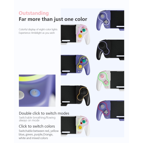 Lianyou switch, plug and play, retro nostalgic game controller, programming with somatosensory OLED handle, wireless switch controller - purple