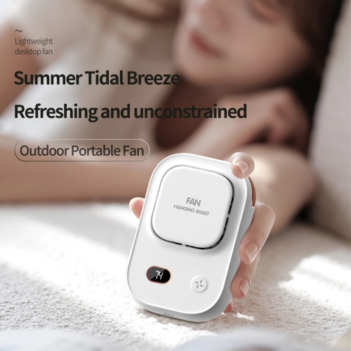 New leafless neck fan, turbo usb desktop lazy outdoor mini portable waist hanging fan, battery display neck cooling fan - pink