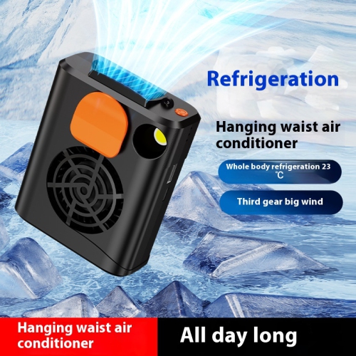 Waist-hanging fan, portable waist-clip USB charging portable outdoor leafless neck-hanging fan, desktop handheld small fan - blue