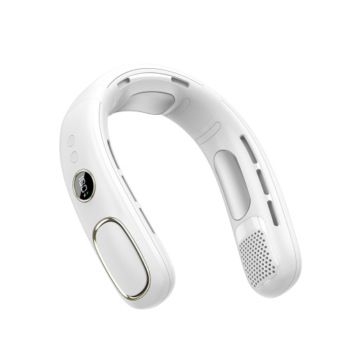 Semiconductor Refrigeration Neck Hanging Fan USB Charging Bladeless Cooling Fan Outdoor Portable Digital Display Small Fan - N90 Glacier White