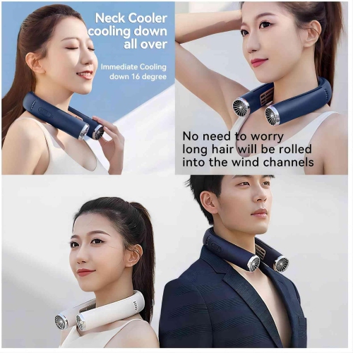 Small appliance lazy neck fan, cooling usb charging outdoor camping portable neck air conditioner, neck air conditioner, 6000mAh battery - apricot