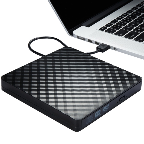 Lecteur optique externe USB Ordinateur de bureau Graveur DVD externe pour ordinateur portatif, noir