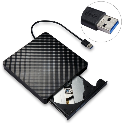 Lecteur optique externe USB Ordinateur de bureau Graveur DVD externe pour ordinateur portatif, noir