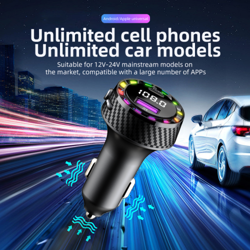 Chargeur super rapide pour voiture, écran numérique, chargeur Bluetooth pour voiture respirante colorée, chargeur filaire pour téléphone mobile,