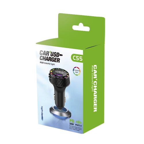 Chargeur super rapide pour voiture, écran numérique, chargeur Bluetooth pour voiture respirante colorée, chargeur filaire pour téléphone mobile,