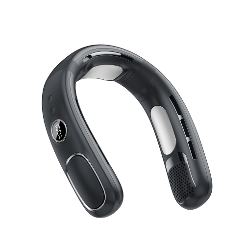 Semiconductor Refrigeration Neck Hanging Fan USB Charging Leafless Cooling Fan Outdoor Portable Digital Display Small Fan - N90 Obsidian Black