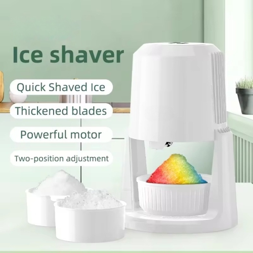 Shaved Ice, Snow Cone and Shaved Ice Machine with 2 Reusable Plastic Ice Mold Cups,for Homemade Shaved Ice, Slushies, Cocktails & More