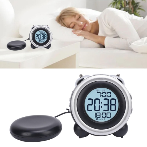 Réveille-matin avec lit secoueur, réveil vibrant alimenté par piles, grand écran, fonction de rappel d'alarme, volume réglable ＆ luminosité, pour les