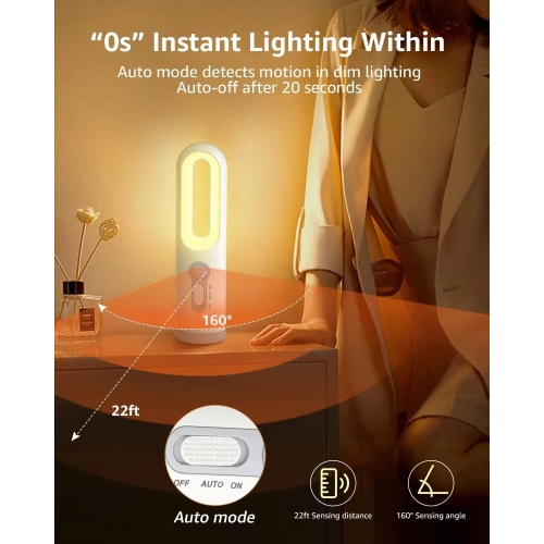 Rechargeable Motion Sensor Night Light, 2-in-1 LED Portable LED Night Light Flashlight , for Bedroom, Hallway
