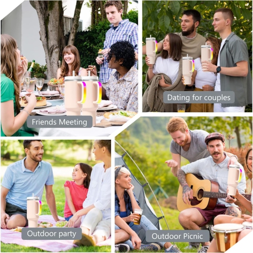 LED Light Up Handle Compatible with Stanley 40oz/30oz, Glow Tumbler Handle Suit for Stanley Accessories Use for Outdoor, Party, Home