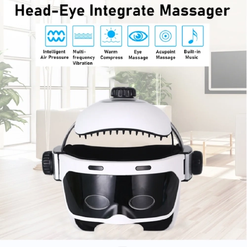 Electric Head Massager Eye Massage Relieve Stress Scalp Relax Hot Compress Music with Remote Control