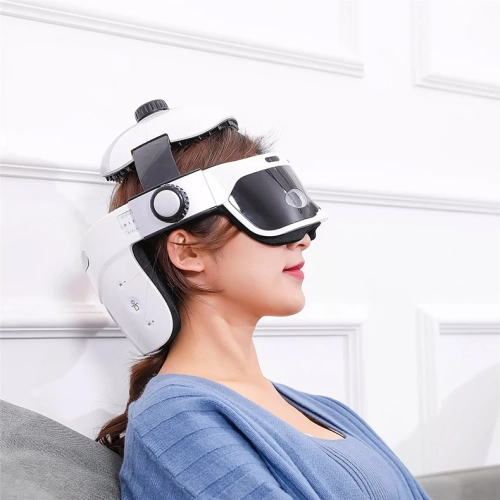 Electric Head Massager Eye Massage Relieve Stress Scalp Relax Hot Compress Music with Remote Control