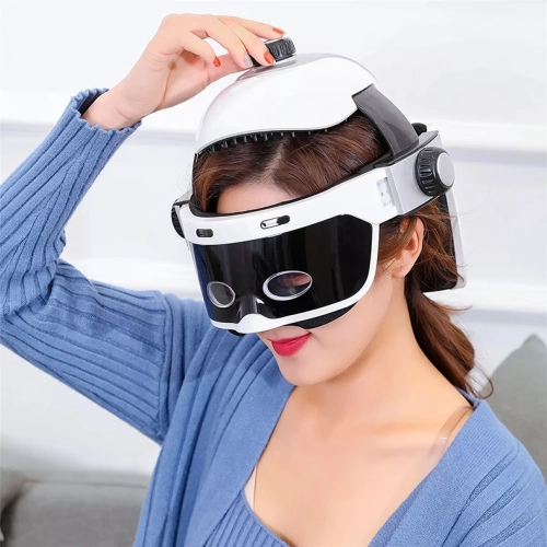 Electric Head Massager Eye Massage Relieve Stress Scalp Relax Hot Compress Music with Remote Control