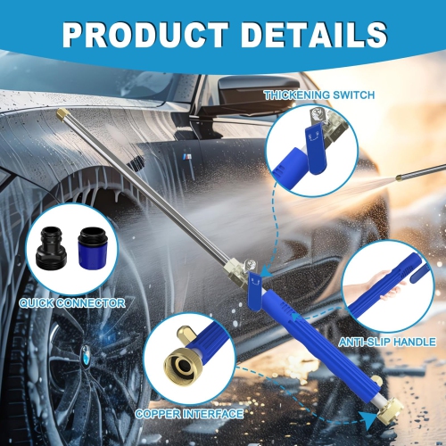 Jet Nozzle High Pressure Hose Nozzle, Hose Tool with 2 Different Nozzles and Quick Connectors for Car, Patio, Window Washing