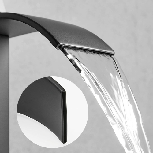 Black Single-Lever Waterfall Faucet, Square Stainless Steel Basin Faucet Suitable for Kitchen, Bathroom