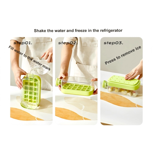 Bouteille Ice Cube, 2 en 1 avec plateau à glaçons sans contact, presse pour décongeler la glace, pour préparer des cubes de glace pour le café, le