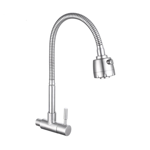 Wall-Mounted Kitchen Faucet, 360-Degree Swivel Single Cold Water Faucet