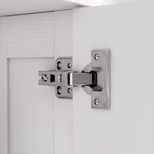 HOMCOM Bathroom Wall Cabinet, Modern Medicine Cabinet with 2 Arched Doors and Gold Handles, Wall Mounted Bathroom Cabinet, White Wood Grain