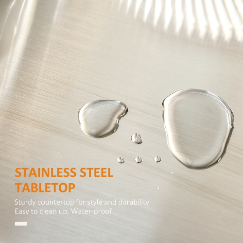 HOMCOM Kitchen Island with Stainless Steel Top, Rolling Kitchen Cart on Wheels with Storage Drawer, Cabinet, Towel Rack and Spice Rack, Grey