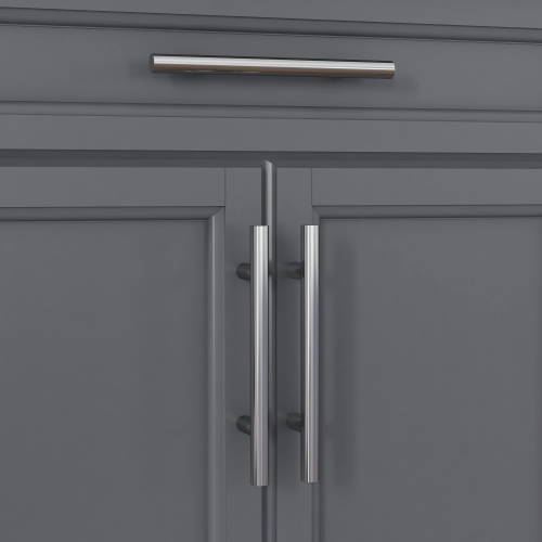 HOMCOM Kitchen Island with Stainless Steel Top, Rolling Kitchen Cart on Wheels with Storage Drawer, Cabinet, Towel Rack and Spice Rack, Grey