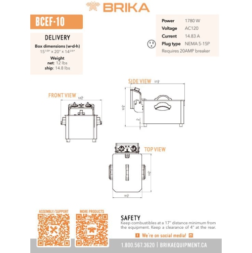 BRIKA BCEF-10 10lbs Countertop Electric Fryer