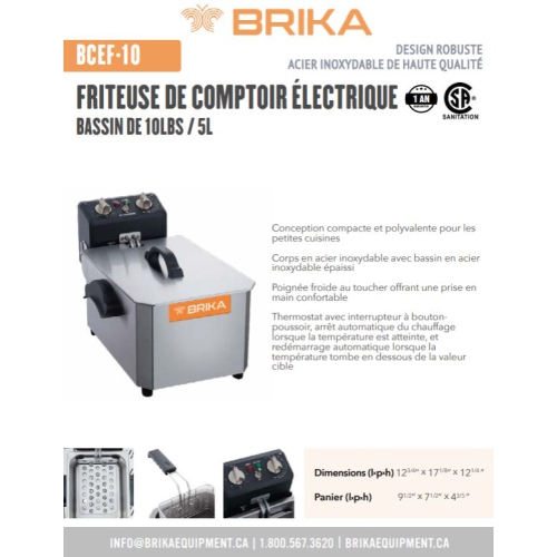BRIKA BCEF-10 10lbs Countertop Electric Fryer