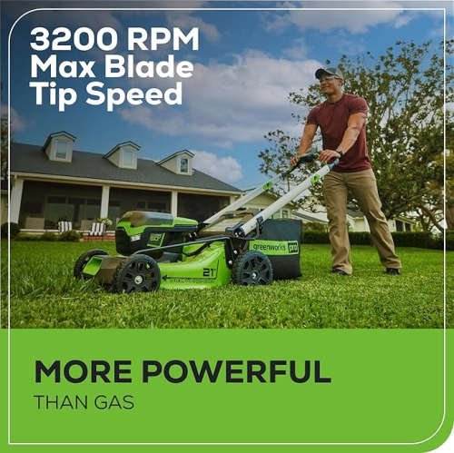 Greenworks 60V 21” Cordless Self-Propelled Lawn Mower, 2 x 4.0Ah Batteries and Dual Port Rapid Charger Included