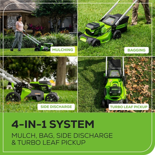 Greenworks 60V 21” Cordless Self-Propelled Lawn Mower, 2 x 4.0Ah Batteries and Dual Port Rapid Charger Included