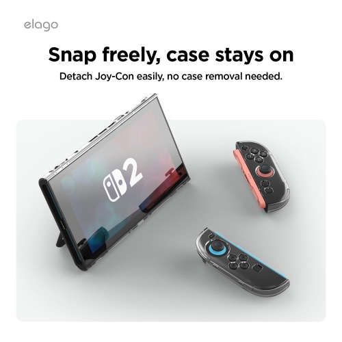 elago Clear PC Case Compatible with Nintendo Switch 2, Hard PC Shell Cover, Shock Resistant, Full Body Protection, Comfortable Grip, Anti-Scratch