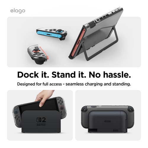 elago Clear PC Case Compatible with Nintendo Switch 2, Hard PC Shell Cover, Shock Resistant, Full Body Protection, Comfortable Grip, Anti-Scratch