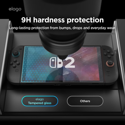 elago Tempered Glass Screen Protector for Nintendo Switch 2, Scratch Resistant, Anti-Fingerprint, Shatterproof Film, Easy Installation