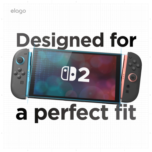 elago Tempered Glass Screen Protector for Nintendo Switch 2, Scratch Resistant, Anti-Fingerprint, Shatterproof Film, Easy Installation