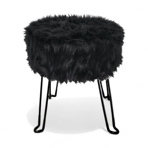 ITY International – Pouf moelleux à base en métal, 14,5&nbsp;po x 15,7&nbsp;po, noir