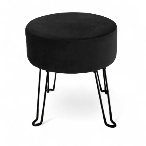 ITY International – Pouf en velours avec base en métal 14,5" x 15,7", noir