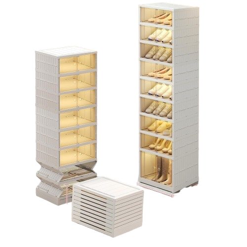 YIVKE  9 Layers Foldable Shoe Rack Space-Saving Shoe Cabinet Organizer Shoe Storage Organizer Capacity Shoe Rack No Assembly Foldable Design (9