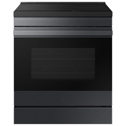 Open Box - Samsung BESPOKE 30" 6.3 Cu. Ft. True Convection Induction Slide-In Electric Range - Black-Scratch & Dent