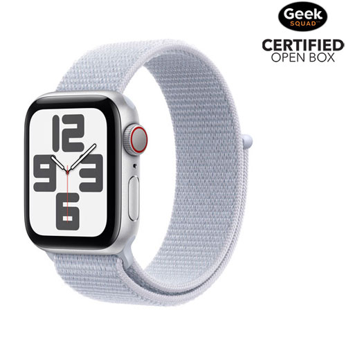Open Box - Apple Watch SE (GPS + Cellular) 40mm Silver Aluminum Case with Blue Cloud Sport Loop