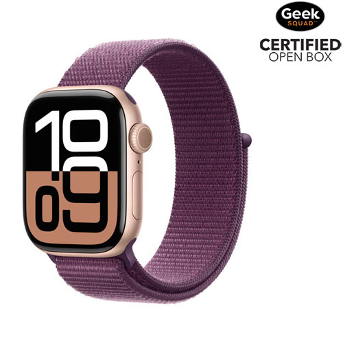 Open Box - Apple Watch Series 10 (GPS) 42mm Rose Gold Aluminum Case with Plum Sport Loop