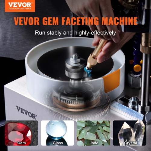 VEVOR 180W Gem Faceting Machine, Jade Grinding Polishing Machine 0-2980RPM Rotating Speed, Rock Jewel Angle Polisher with Precise Manipulator & Scale