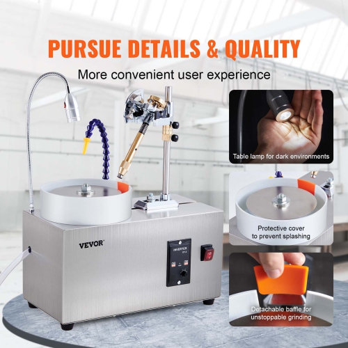 VEVOR 180W Gem Faceting Machine, Jade Grinding Polishing Machine 0-2980RPM Rotating Speed, Rock Jewel Angle Polisher with Precise Manipulator & Scale