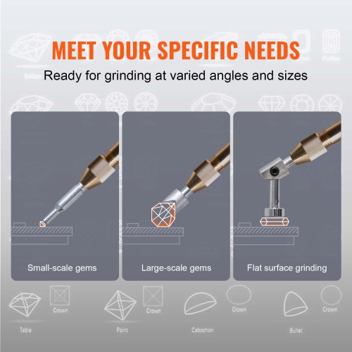 VEVOR 180W Gem Faceting Machine, Jade Grinding Polishing Machine 0-2980RPM Rotating Speed, Rock Jewel Angle Polisher with Precise Manipulator & Scale