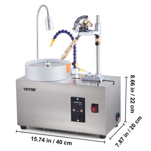 VEVOR 180W Gem Faceting Machine, Jade Grinding Polishing Machine 0-2980RPM Rotating Speed, Rock Jewel Angle Polisher with Precise Manipulator & Scale