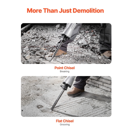 VEVOR 2200W Demolition Jack Hammer, Jack Hammer Concrete Breaker, 1350 BPM Heavy Duty Electric Jack Hammer, 4pcs Chisels Bit with Case, Black