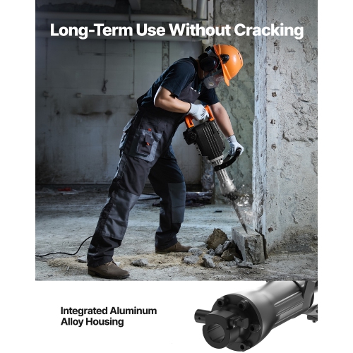 VEVOR 2200W Demolition Jack Hammer, Jack Hammer Concrete Breaker, 1350 BPM Heavy Duty Electric Jack Hammer, 4pcs Chisels Bit with Case, Black