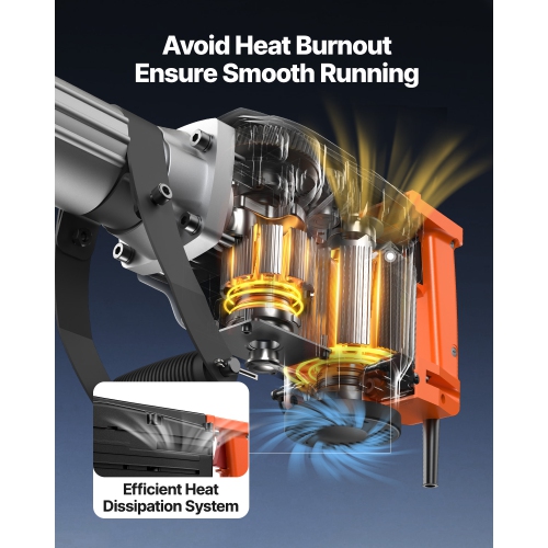 VEVOR 2200W Demolition Jack Hammer, Jack Hammer Concrete Breaker, 1350 BPM Heavy Duty Electric Jack Hammer, 4pcs Chisels Bit with Case, Black