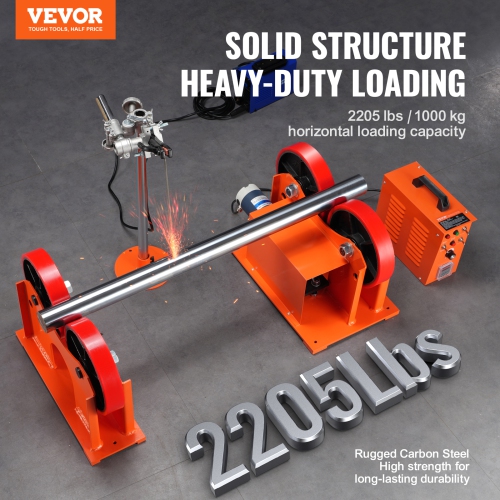 VEVOR 110V Turning Rolls Linkage Roller, 1000KG/2205LBS Loading, 25-1400mm Diameter, 80-1600 mm/min Rotary Welding Positioner & Welding Torch Stand