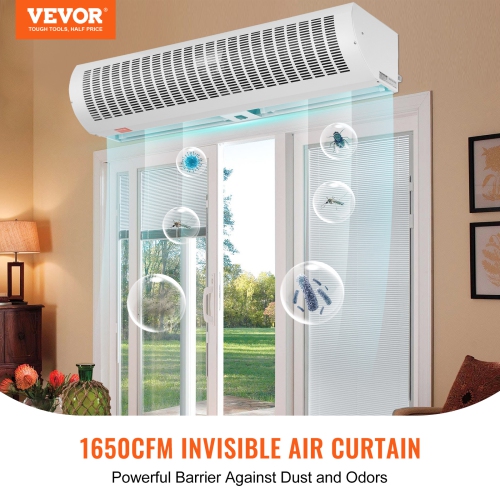 VEVOR 48" Commercial Indoor Air Curtain Super Power 2 Speeds 1650CFM, Wall Mounted Air Curtains for Doors, Over Door Fan with Heavy Duty Limit