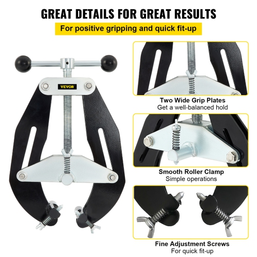 VEVOR 2 to 6 in Pipe Clamp, High Strength Ultra Clamp with Quick Acting Screws, Steel Pipe Alignment Tool with Lightweight Design, Black