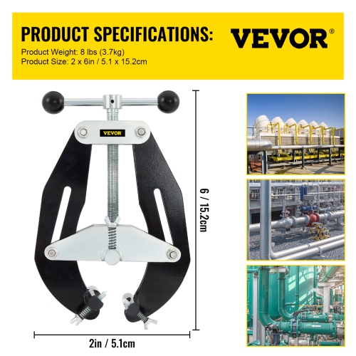 VEVOR 2 to 6 in Pipe Clamp, High Strength Ultra Clamp with Quick Acting Screws, Steel Pipe Alignment Tool with Lightweight Design, Black